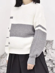 Casual Contrast Spit-Joint Sweater