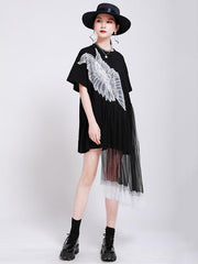 Fashion Split-Joint Printed Gauze Dress