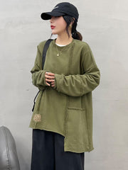 Rough Stitching Irregular Loose Hoodie