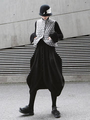 Polka-Dot Jacquard Stand Collar Short Cropped Vest