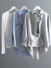 Solid Color Lapel Loose Shirt