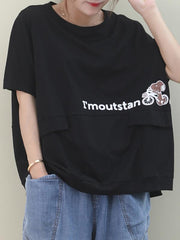 Artistic Cartoon&Letter Print T-Shirts