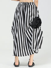 Women Bud Vertical Stripe Irregular Skirt