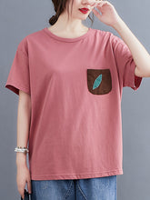 Loose Slim Pocket Patch Embroidered Casual T-Shirt