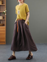 Retro High Waist Solid Color Loose Casual Skirt