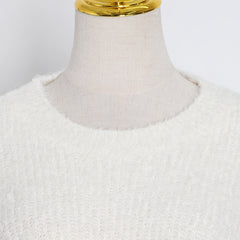 Women Casual Round Neck Stitching Loose Sweater