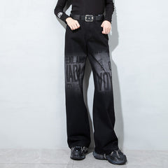 Casual Letter Straight-Leg Jeans