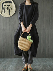 Simple Solid Color Irregular Loose Casual Dress