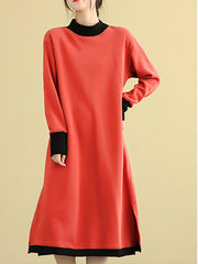 Women Retro High Collar Dress
