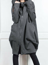 Solid Color Hooded Zipper Loose Outwears