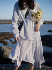 Striped Irregular Shirt Dress