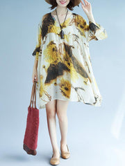 Loose Print Short Sleeve Dress
