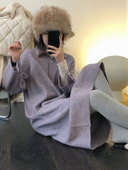 Retro Lapel Straight Shift Sweater Dress