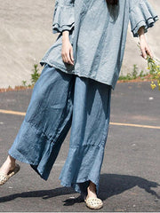 Linen Falbala Sleeves Ramie Cotton T-shirt