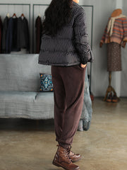 Women Striped Loose Long Sleeve Coat