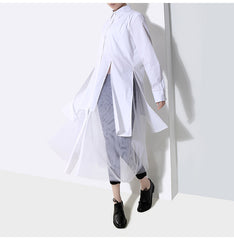 Women Net Yarn Solid Color Shirt Dress