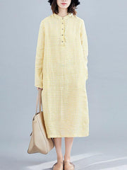 Loose Casual Plaid Midi Dress