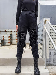 Sequined Embroidered Split-Joint Pants