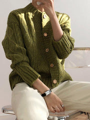 Casual Metal Button Knitting Sweater Tops