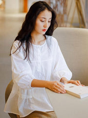 Loose Solid Nine Points Sleeve Asymmetrical Pleat T-Shirts