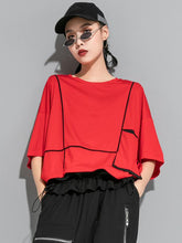 Loose Split-Joint Solid Bat Sleeves T-Shirt