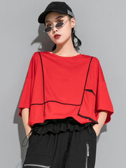 Loose Split-Joint Solid Bat Sleeves T-Shirt