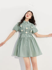 Solid Color Floral Vest Mini Dress