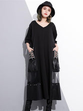 V-neck Split-joint Tasseled Shirt Midi Dresses
