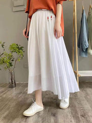 Solid Color Retro Loose High Waist Irregular Skirt
