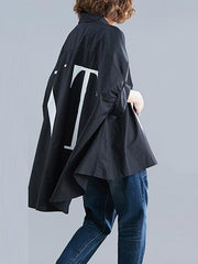 Loose Batwing Sleeves Print Cropped Shirt