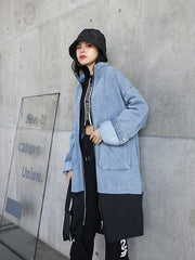 Women Solid Color Loose Denim Jacket