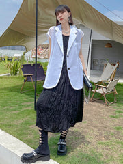 Loose Pleated Casual Sleeveless Vest Dress