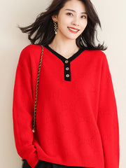 Solid Color Loose Pullover Sweater