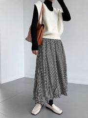 High Waist Color Block Plaid A-Line Skirt