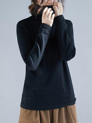 Solid Thickening Long-Sleeved Turtleneck T-Shirt