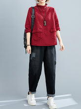 Women Solid Color High Collar Casual Sweatshirt