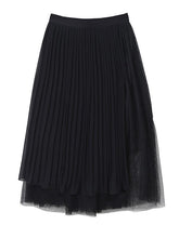 Pleated Cropped Splicing Mesh Skirt