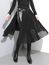 Adjustable Metal Button Split-Side Pleated Skirt
