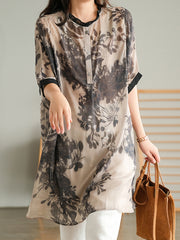 Lightweight Printed Sunscreen Loose Raglan Sleeve Shirt