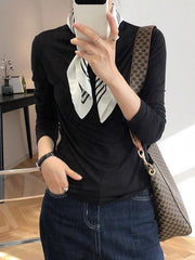 Casual Solid Modal Half High-Neck Base Shirt