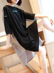 Original Striped Round-Neck Shirt Dress