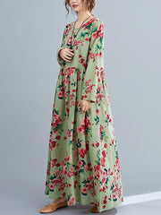 Women Pastoral Floral Print Dress