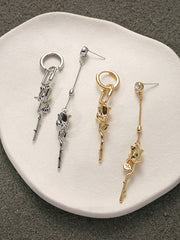 Long Asymmetric Design Earrings
