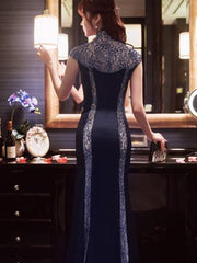 Beaded Sequined Long Cheongsam Evening Dress