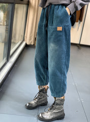Women Retro Loose Plus Velvet Casual Pants