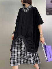 Loose Thin Retro Lapel Fake Two Piece Dress