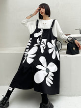 Printed Flowers Zipper Suspender Midi Dress