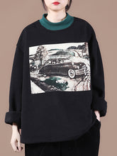 Car Printed Loose Thick Sweatshirt