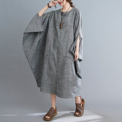 Round Neck Pullover Bat Sleeve Loose Casual Dress