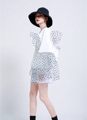 Lace Crochet Stitching Ruffled Vest Dress Two-Piece Suits